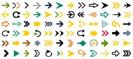 Arrow different icons set. Vector illustration