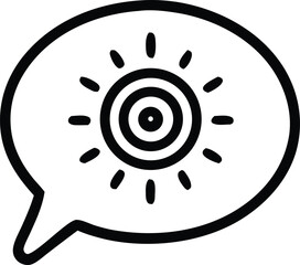 Stylized sun icon inside a speech bubble representing a bright idea or positive communication
