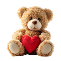 Fototapeta premium PNG Plush Teddy Bear Holding a Heart Perfect Valentines Gift against transparent Background