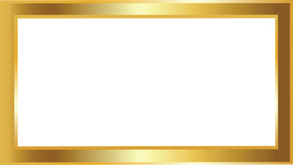 Gold metal frame border vector isolated on transparent background