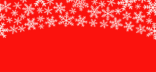 Red christmas background with snowflakes. Vector illustration