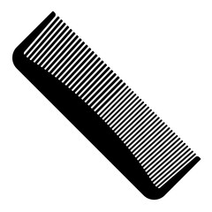 Black icon of a hair comb in minimalistic style without background