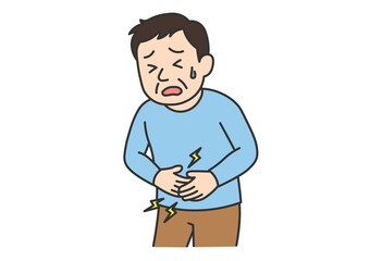 Man Suffering from Stomach Pain Illustration

