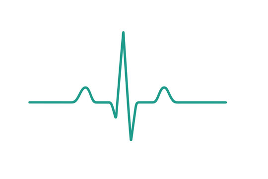 The electrocardiogram displays a normal heart beat line, indicating a sinus rhythm, and is also referred to as an ECG or EKG, representing a vital sign and medical healthcare symbol
