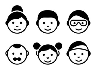 Different people faces icons. vector