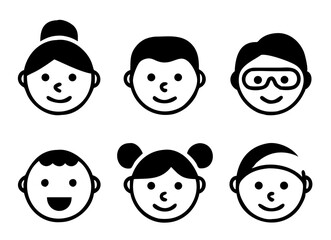 Different people faces icons. vector