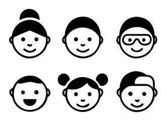Different people faces icons. vector