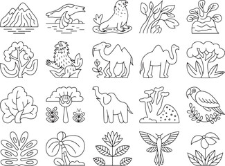 Line Art Wildlife: An artistic collection of clean, detailed line art illustrations showcasing the beauty of diverse wildlife and natural elements.