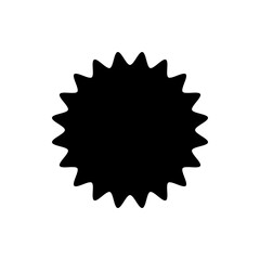 Sticker Logo Tag Emblem. Label Shape for Badge Design, Sale Offer, Original Product Mark, Branding Element. Black Scalloped Circle Silhouette. Vector Illustration.