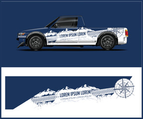 Custom Truck Wrap Design with Mountain and Compass Theme
