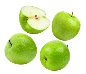 Green apple isolated on transparent png (Image from camera)