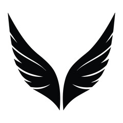 Obraz premium Colorful bird wings vector set with feather, quill, and angel wing silhouettes for art and design illustration