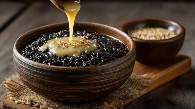 thailand thai black sticky rice pudding dessert video