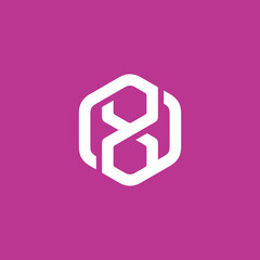 Hexagon Abstract Number 8 Eight Logo design vector template