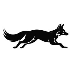 Obraz premium Black Silhouette of a Fox Running Side Profile Wildlife Animal Graphic Design white