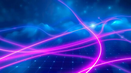 Fototapeta premium neon pink and purple glowing lines