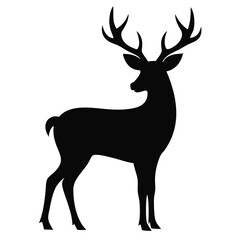 Obraz premium Alert Deer Standing with Antlers Up Looking Sideways A Detailed Vector Illustration for Wildlife and Nature Themed Designs