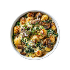 Creamy Spinach and Mushroom Gnocchi Bake - Overhead Shot