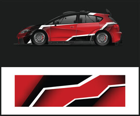 Red and Black Racing Car Wrap Design Digital