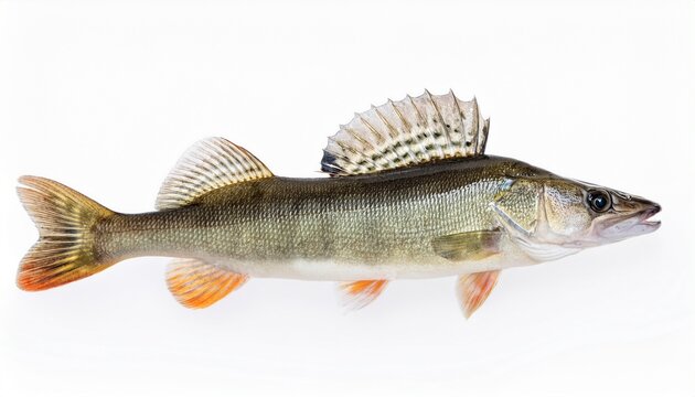 small zander fish pike perch freshwater fish isolated on white background high resolution stock photo