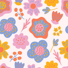 Seamless pattern with creative decorative flowers great for fabric, textile.