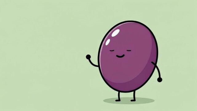 Cute Happy Grapes Cartoon Character Waving