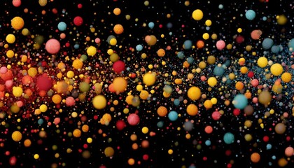 Multicolored spherical orbs float against a black background