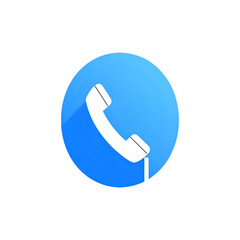 Blue Circle Phone Icon: Contact Us Button, Call Center Symbol, Communication Graphic