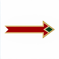 Red and gold arrow pointing right isolated on white background