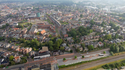 Aerial panorama view of the city Winschoten in the Netherlands on a sunny day in summer