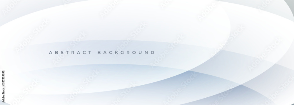 Poster white modern abstract wide banner with circles and curves. soft light abstract geometric background.