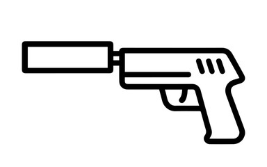 pistol with silencer line icon vector on white background 
Vector gun icon on white background