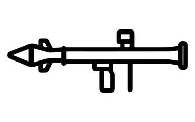Naklejka premium grenade launcher line icon vector on white background Vector gun icon on white background