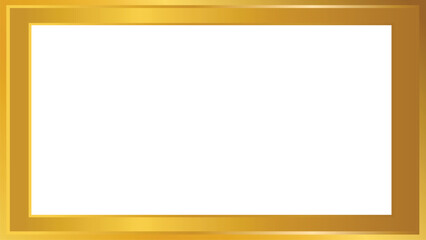 Metallic gold frame border vector with gradient on transparent background
