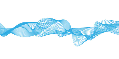 Abstract blue color background with waves for banner .Stylized line art background. Digital frequency track equalizer. Vector illustration. © Ruma