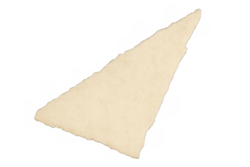 Old, blank, triangular piece of paper with a transparent background, ideal for adding a vintage touch to designs