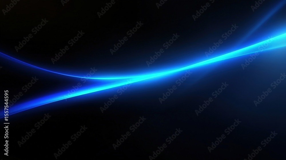 Poster abstract blue light waves flow smoothly across a dark background, creating a futuristic and dynamic 