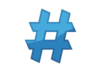 Obraz premium Stylized blue hashtag symbol with vector design, concept 
