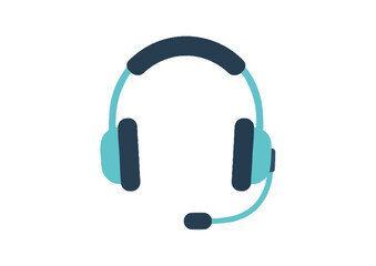 Stylish blue headphones with microphone, concept  