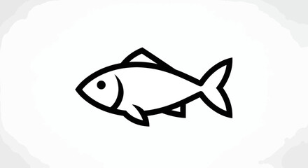 Minimalistic Fish Icon Illustration on White Background for Various Creative Uses