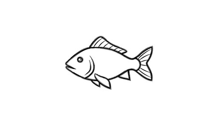 Stylized Fish Outline Illustration: Aquatic Life, Minimalist Design and Artistic Line