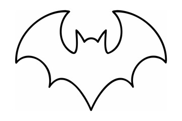 A simple black outline illustration of a bat isolated on a white background