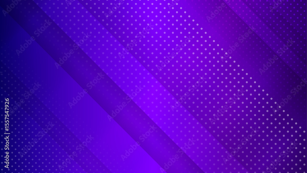 Poster Vibrant purple abstract background with diagonal stripes and halftone dot pattern. Ideal for modern design projects, digital banners, tech visuals, and trendy marketing materials.