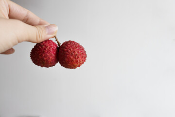 lychee fruit isolated on white background, exotic fruit.