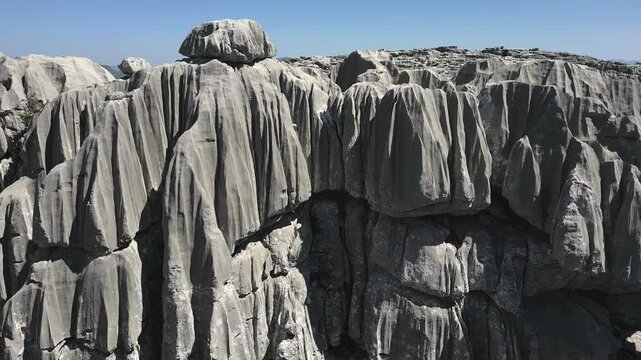Large karst formations on the Tresteni vrh plateau showing the effects of natural erosion