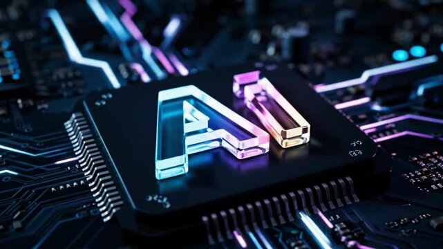 Futuristic AI Chip Technology on Digital Circuit Board