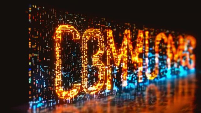 Binary code streams shaping the letters CMS, , representing the concept of Content Management System..