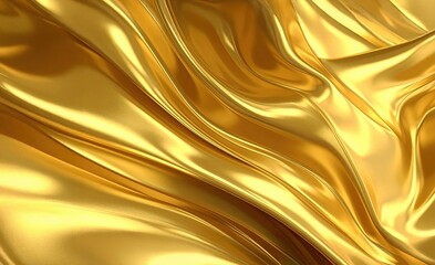 closeup of gold silk background, waving gold silk background