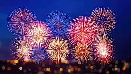 fireworks in the city, July 4th celebration