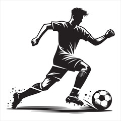 Naklejka premium Soccer Player From Preparing for a Free Kick to Scoring a Goal Silhouette , black colour vactor 